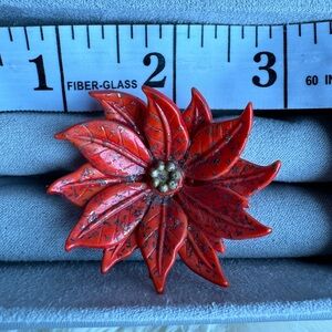 Elegant Red Floral Brooch